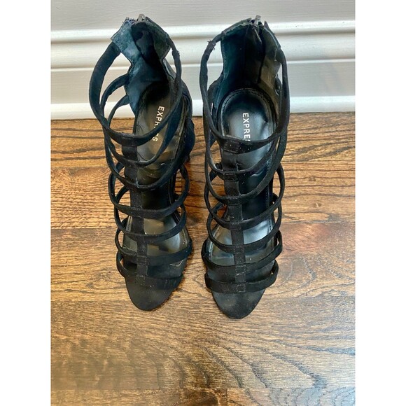 EXPRESS Black Strap Stilleto Heels - Size 7 - Picture 2 of 5